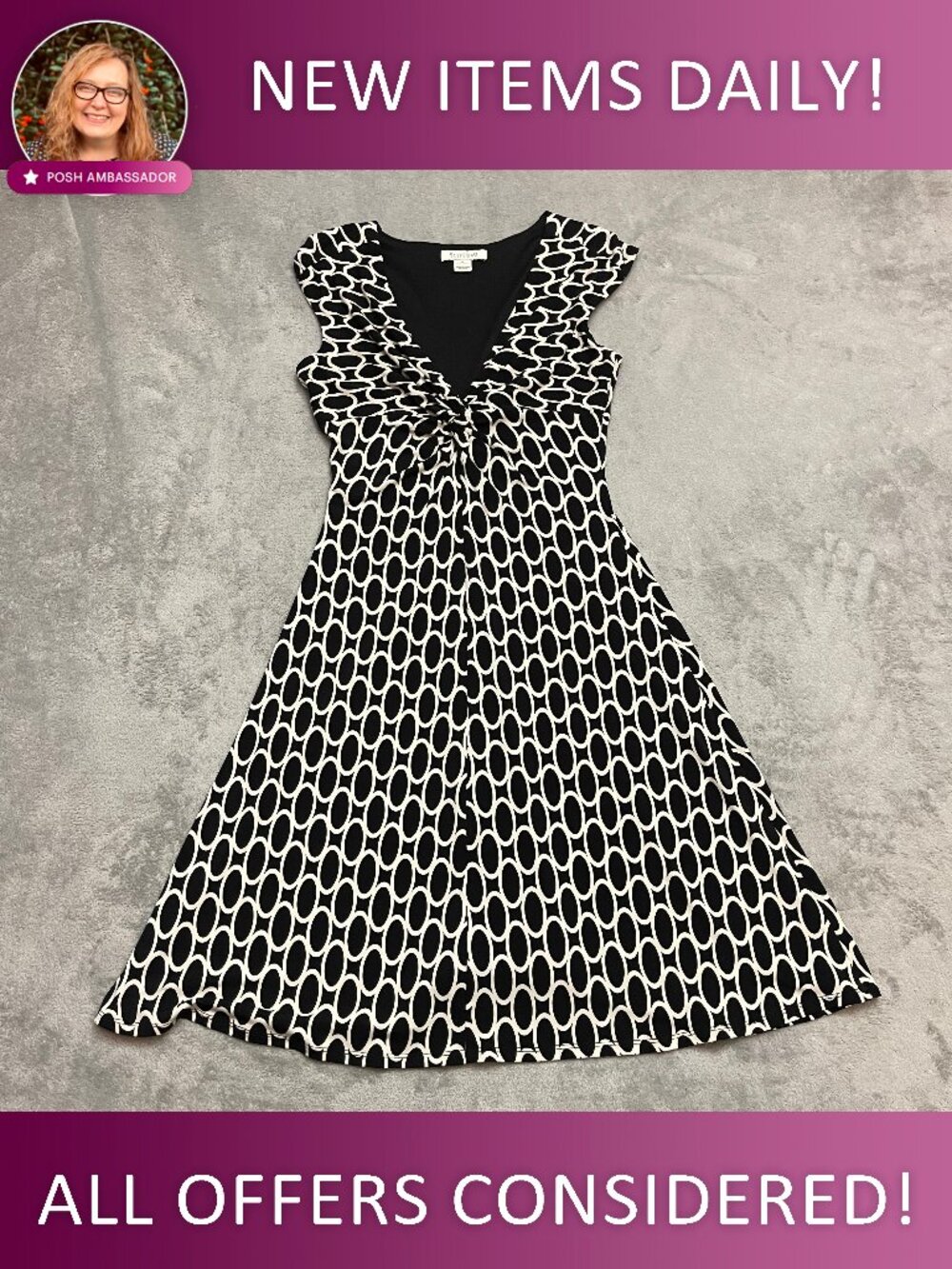 White House Black Market Black and white cap sleeve dress Size 6